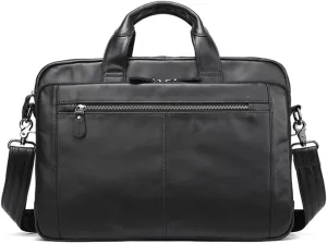 14 Inch Laptop Briefcase Convertible Messenger Bags Handbag Men Genuine Leather Multifunctional Work Business Shoulder Bag (Color : Black, Size : 14 inch)