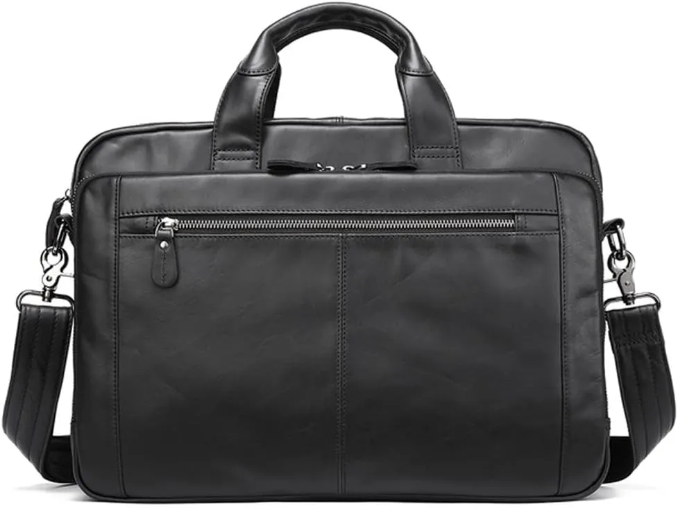 14 Inch Laptop Briefcase Convertible Messenger Bags Handbag Men Genuine Leather Multifunctional Work Business Shoulder Bag (Color : Black, Size : 14 inch)