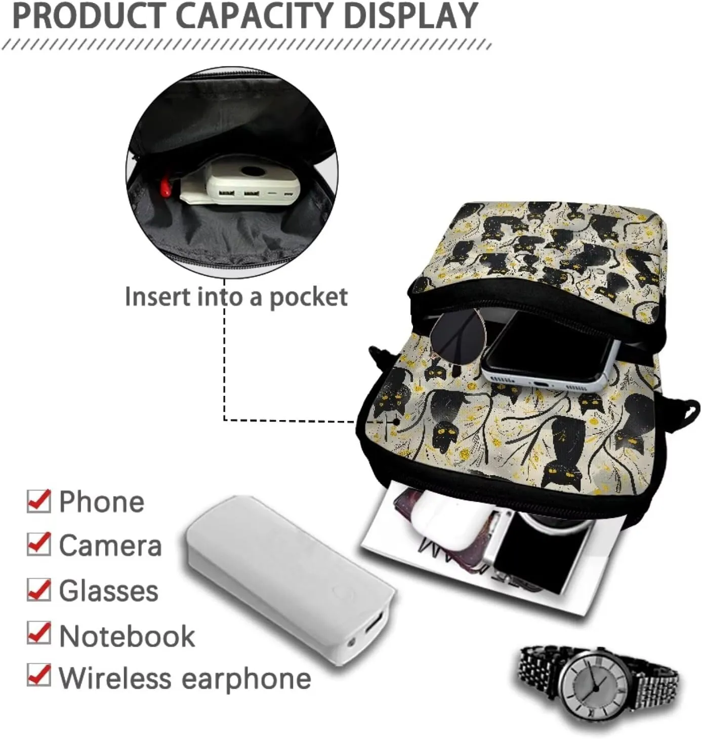 2 Layer Cross Body Bags Shoulder Sling Bag Purse Satchel Bags for Men Women Girls Boys