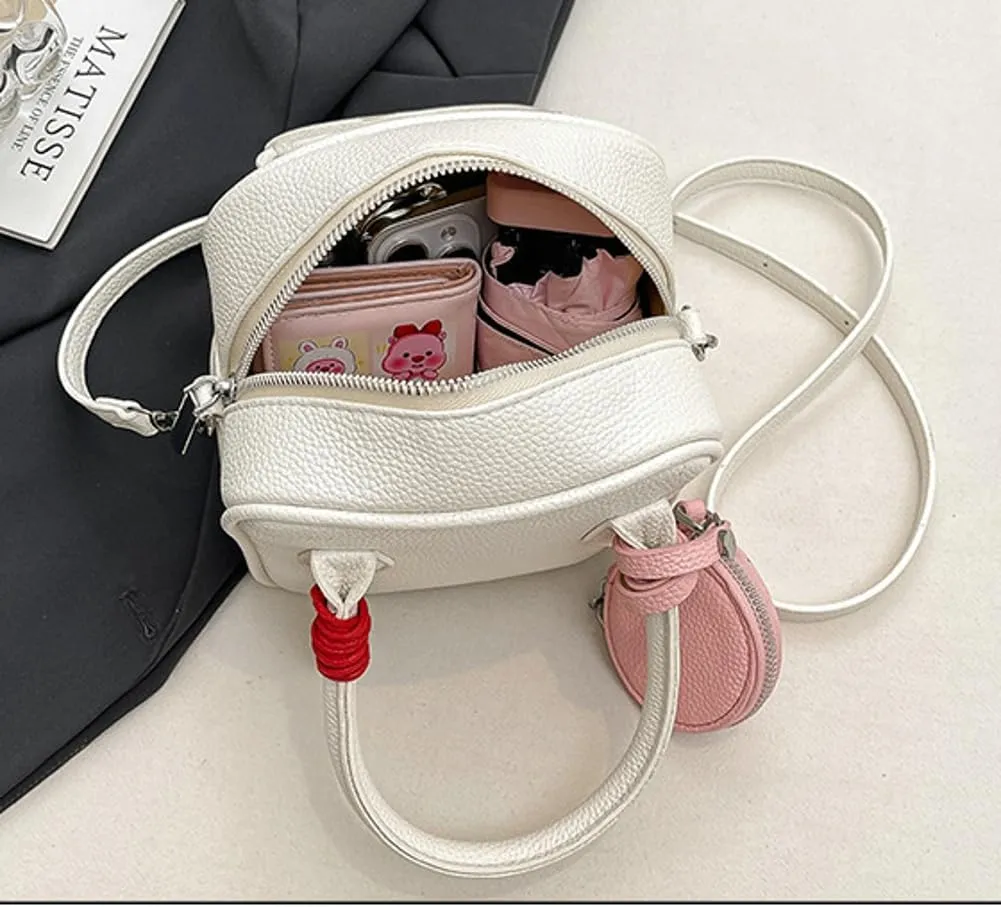 2 Pcs PU Leather Crescent Hobo Bags Women Trendy Crossbody Purse Slouchy Satchels Shoulder Bag Top-handle Tote Handbag