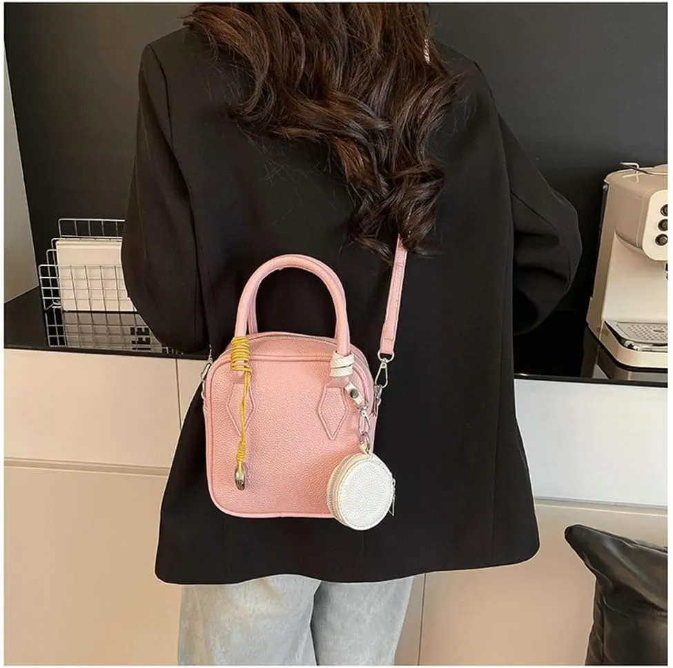 2 Pcs PU Leather Crescent Hobo Bags Women Trendy Crossbody Purse Slouchy Satchels Shoulder Bag Top-handle Tote Handbag