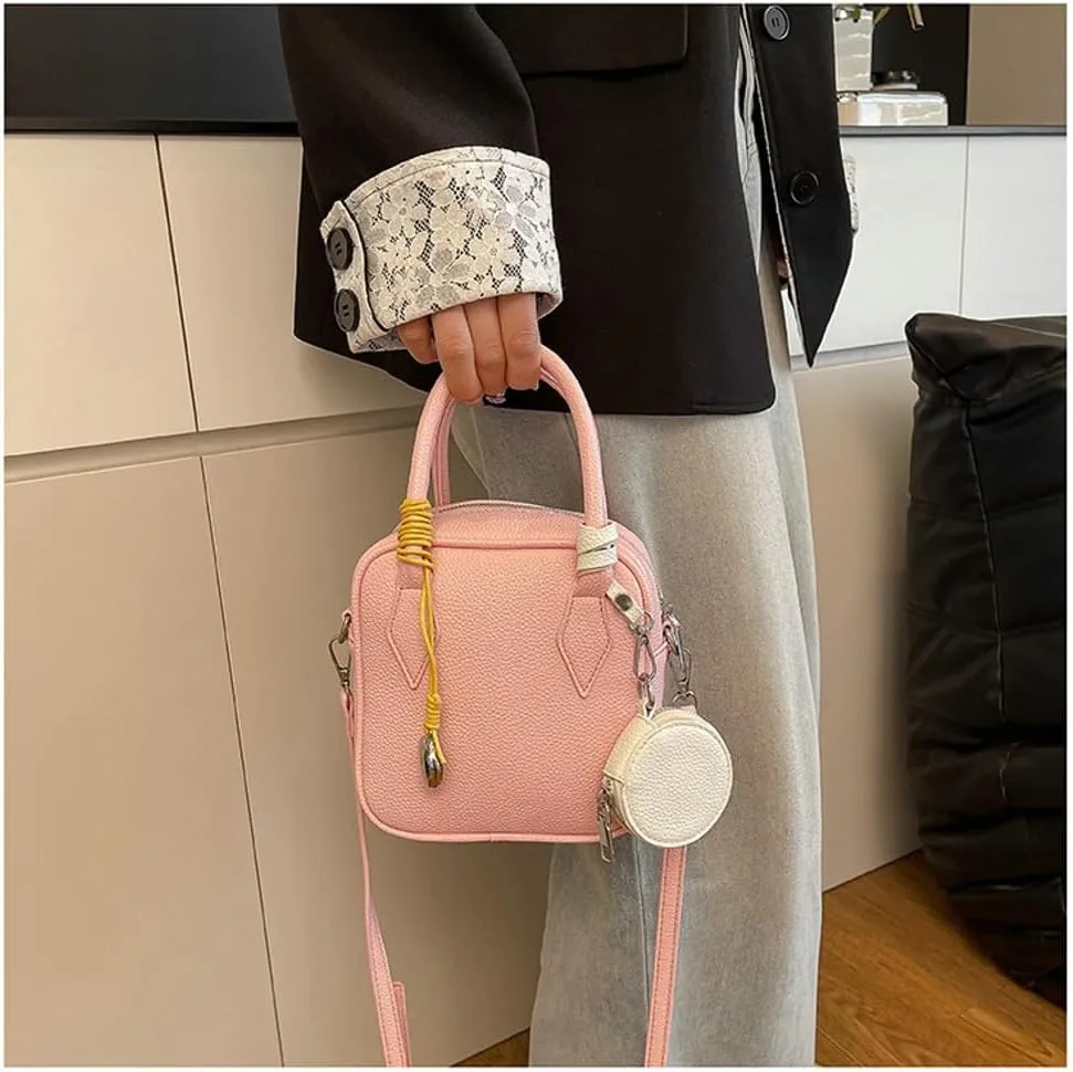 2 Pcs PU Leather Crescent Hobo Bags Women Trendy Crossbody Purse Slouchy Satchels Shoulder Bag Top-handle Tote Handbag