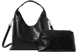 2 Pcs Slouchy PU Leather Crescent Hobo Bags Women Trendy Crossbody Purse Satchels Shoulder Bag Top-handle Mini Tote Handbag