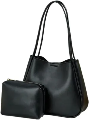 2 Pcs Slouchy PU Leather Crescent Hobo Bags Women Trendy Crossbody Purse Top-handle Satchels Shoulder Bag Tote Handbag