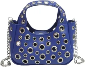 2 Pcs Y2k 90s Crescent Hobo Bags Women Trendy Studded PU Leather Shoulder Satchels Crossbody Purse Punk Underarm Tote Handbag