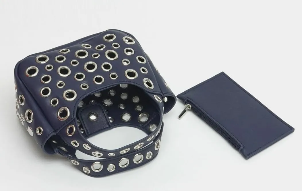 2 Pcs Y2k 90s Crescent Hobo Bags Women Trendy Studded PU Leather Shoulder Satchels Crossbody Purse Punk Underarm Tote Handbag