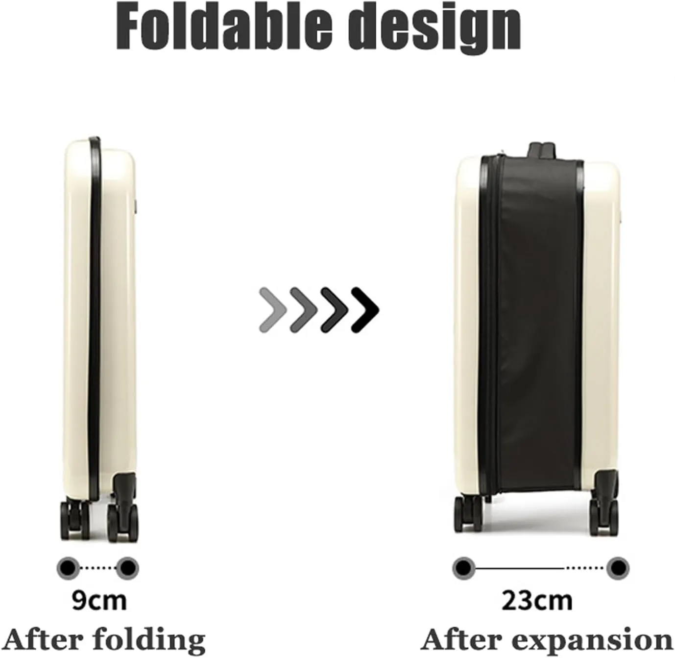 20 Inch Collapsible Suitcase, Hardshell Carry-On Travel Luggage Durable, Spacious (45L), Ultra Lightweight Trolley Suitcase with Silent Spinner Wheels, TSA Approve Lock(Green)