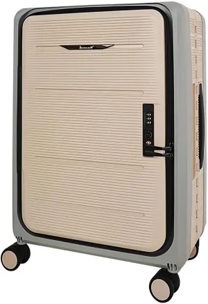 20inch Ultra-Lightweight Collapsible Hardshell Carry-On Suitcase with Rugged Spinner Wheels, TSA Lock, Spacious Interior, and Laptop Compartment, khaki, Black, SUN02