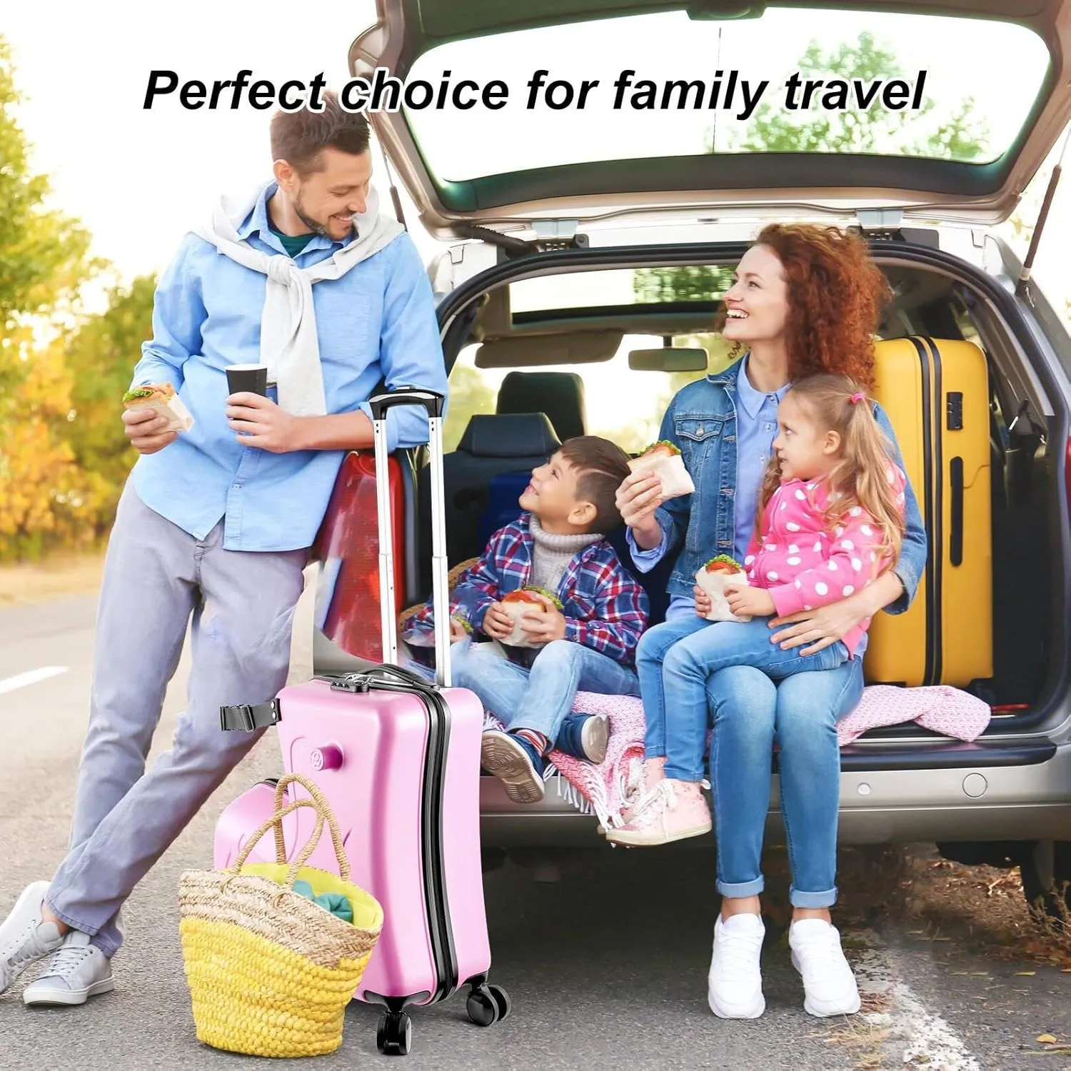20" Kid Ride Suitcase,Ride Luggage for Kids 1-6,with Telescoping Handle,Spinner Wheels,Password Lock and Safety Belt,Suitcase Supports Up to 110 Lbs-Pink