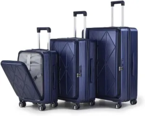 3-Piece Luggage Set (20/24/28) - Expandable Suitcases With 4 Double Spinner Wheels, Tsa Lock, Spacious Interior, and Protective Covers (Blue)