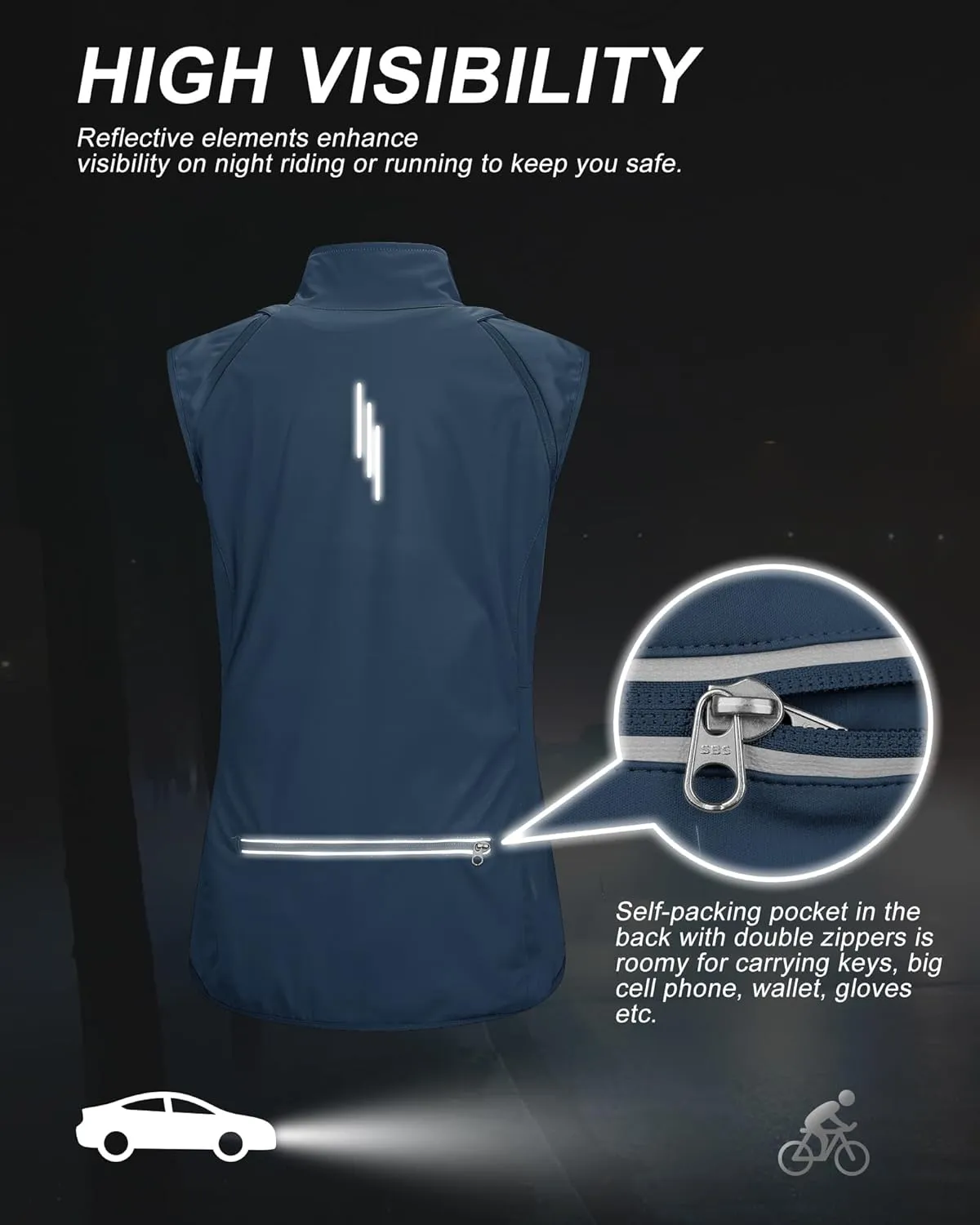 33,000ft Women's Zip Up Lightweight Athletic Workout Yoga Cycling Track Running Jacket Waterproof Windproof Reflective