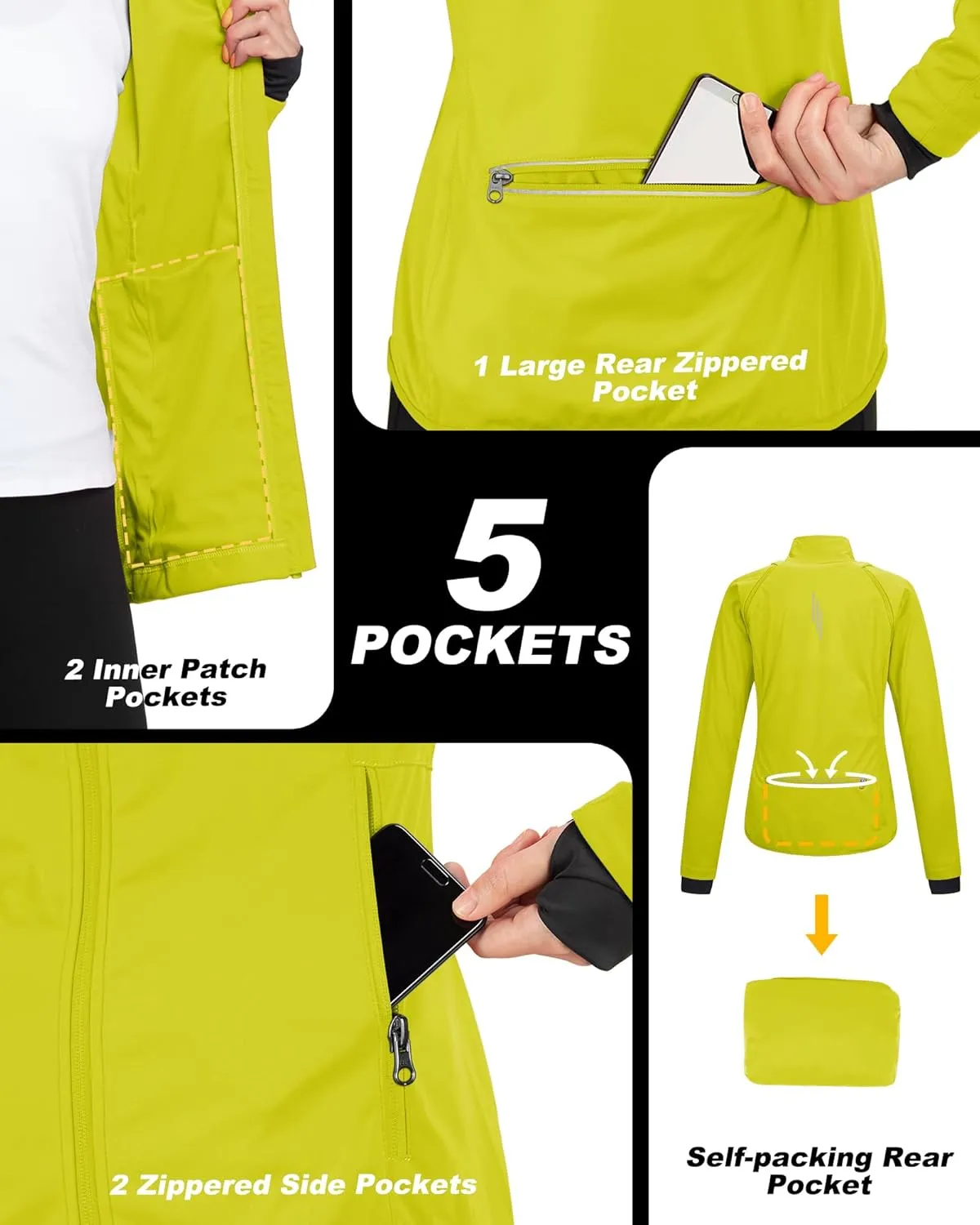 33,000ft Women's Zip Up Lightweight Athletic Workout Yoga Cycling Track Running Jacket Waterproof Windproof Reflective