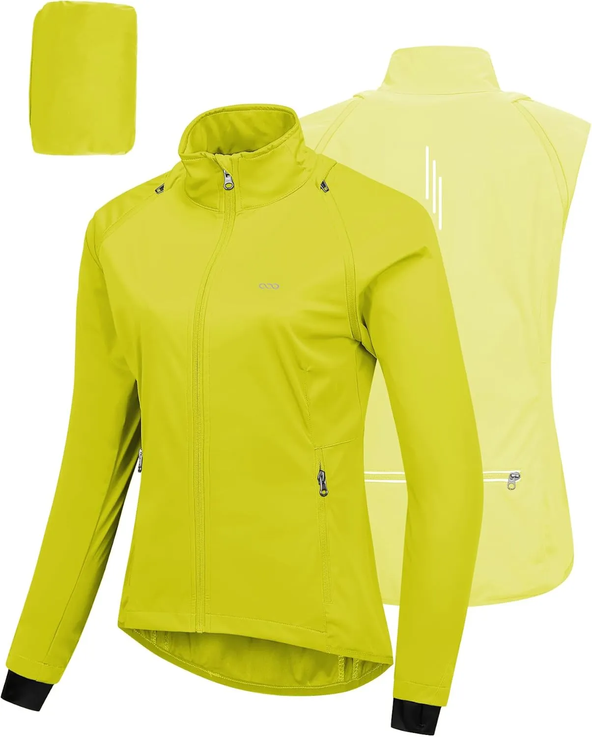33,000ft Women's Zip Up Lightweight Athletic Workout Yoga Cycling Track Running Jacket Waterproof Windproof Reflective
