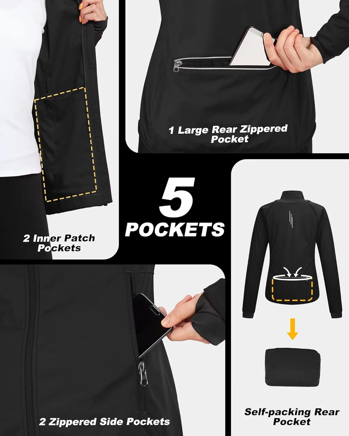 33,000ft Women's Zip Up Lightweight Athletic Workout Yoga Cycling Track Running Jacket Waterproof Windproof Reflective