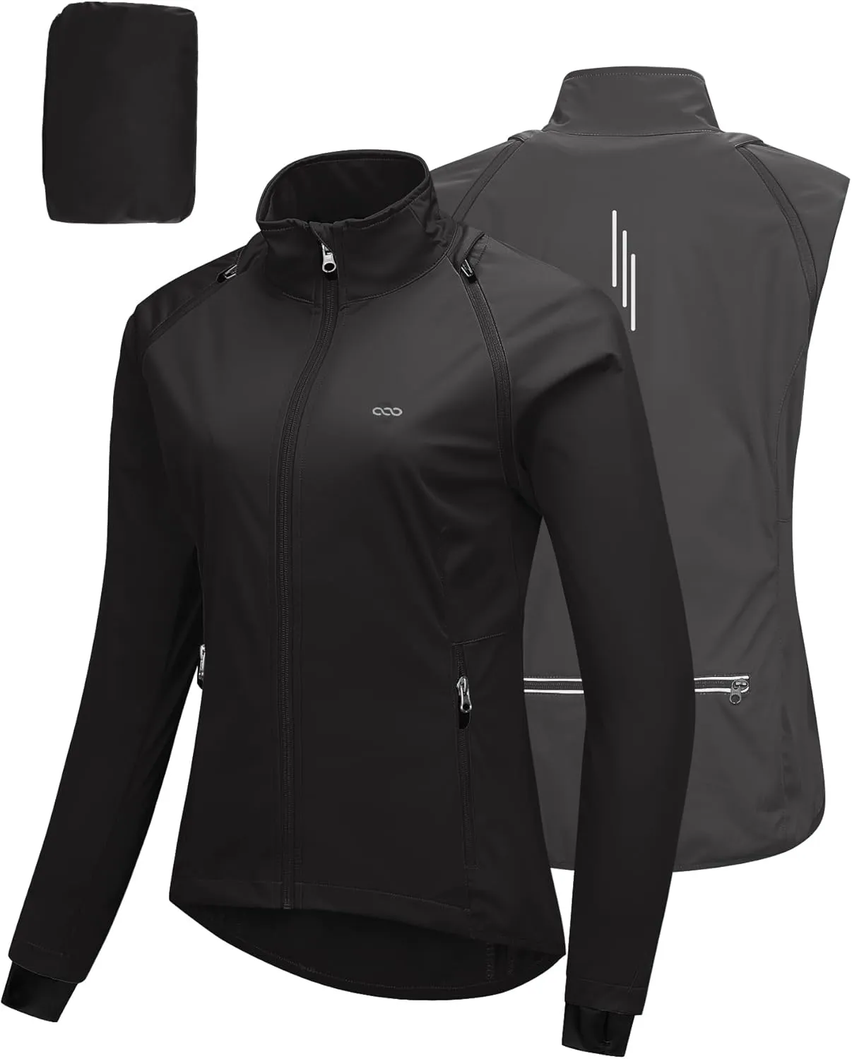 33,000ft Women's Zip Up Lightweight Athletic Workout Yoga Cycling Track Running Jacket Waterproof Windproof Reflective