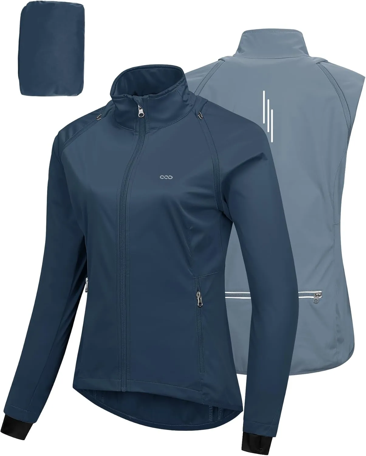 33,000ft Women's Zip Up Lightweight Athletic Workout Yoga Cycling Track Running Jacket Waterproof Windproof Reflective