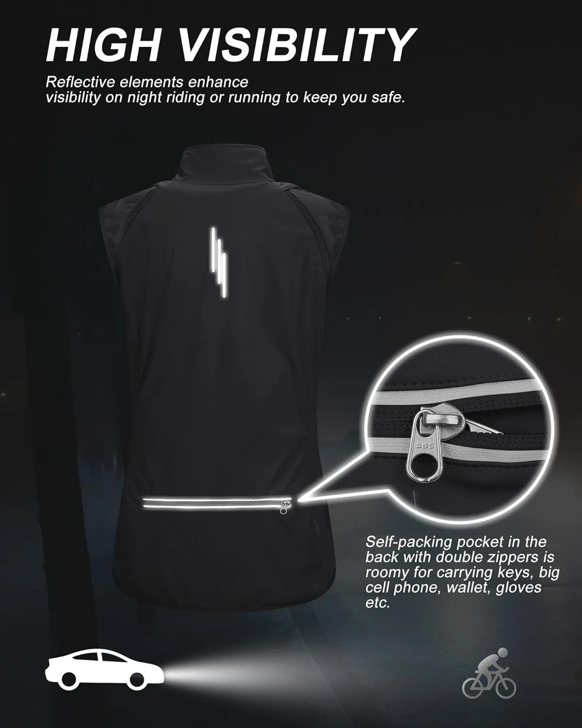 33,000ft Women's Zip Up Lightweight Athletic Workout Yoga Cycling Track Running Jacket Waterproof Windproof Reflective
