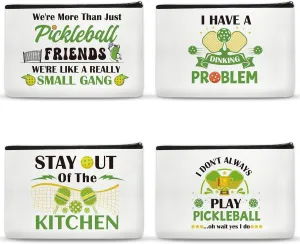 4Pcs Pickleball Gifts Makeup Bags Dink Ball Bags for or Women Men Cosmetic Bag Christmas Gifts for Women Girls Zipper Canvas Toiletry Bag