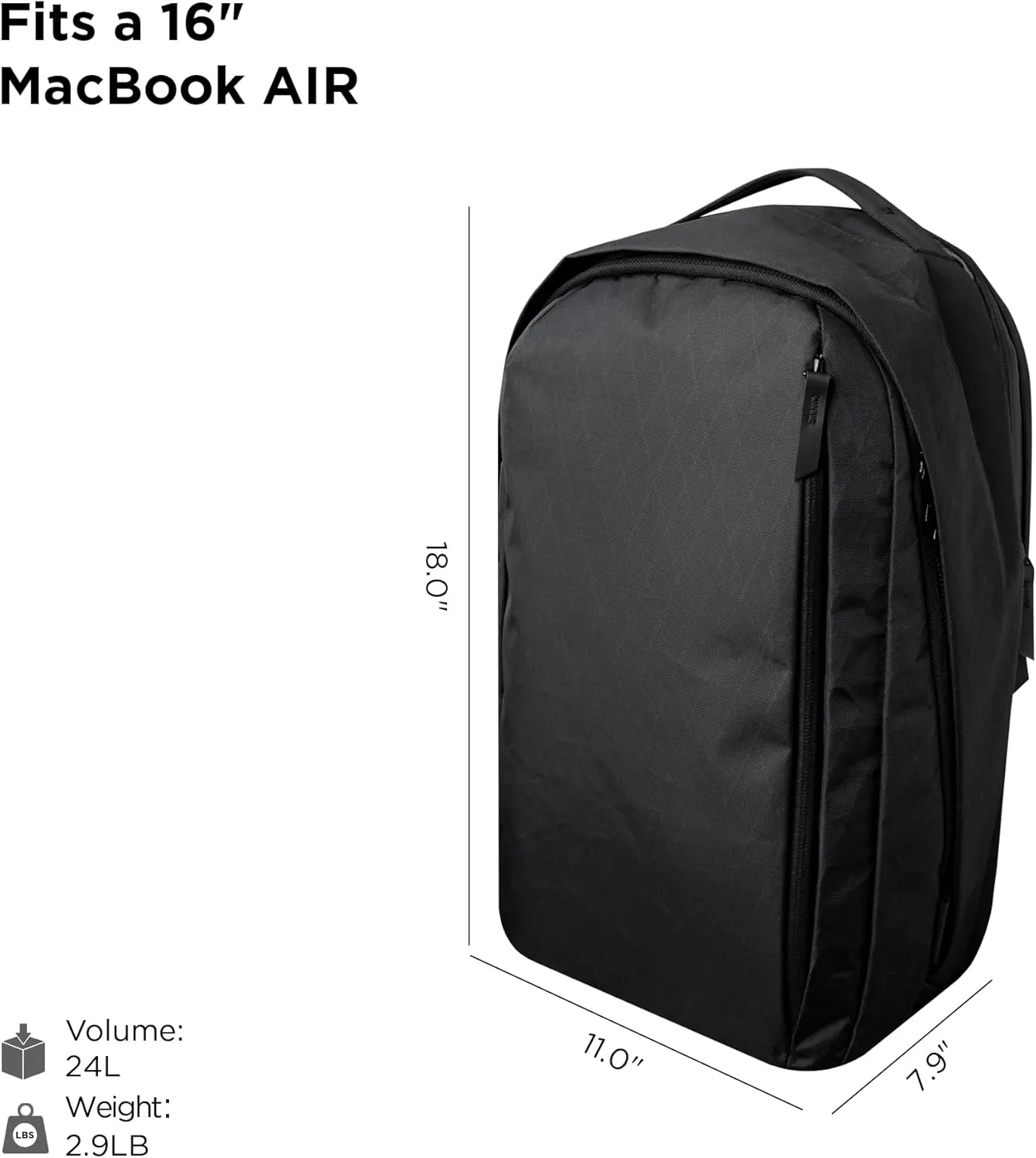 ALPAKA Metro Backpack Pro for Men - Fits 15.6" Laptop Business Travel Backpack with YKK Zippers, MOD Key Leash & Luggage Pass-through, Durable Padded and Weatherproof Work Bag, VX42 (Black)