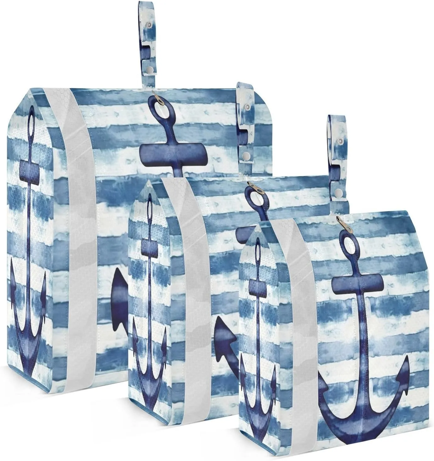 Anchor Blue Stripe Compression Packing Cubes Large Travel Packing Cubes Luggage Organizers for Suitcases Travel Bag for Travel Accessories and Essentials
