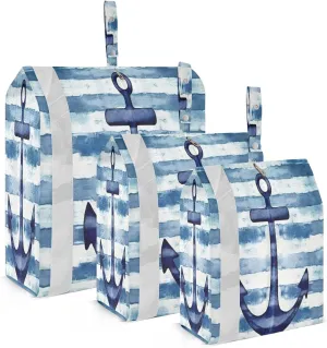 Anchor Blue Stripe Compression Packing Cubes Large Travel Packing Cubes Luggage Organizers for Suitcases Travel Bag for Travel Accessories and Essentials
