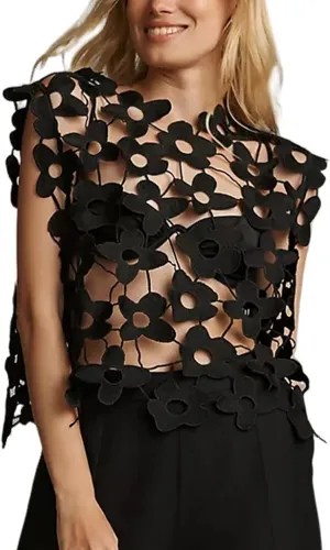 Arssm Women's Floral Lace Vest Summer Hollow Out Crochet Tank Top Sleeveless Pullover Going Out Tops Crewneck Cover Ups