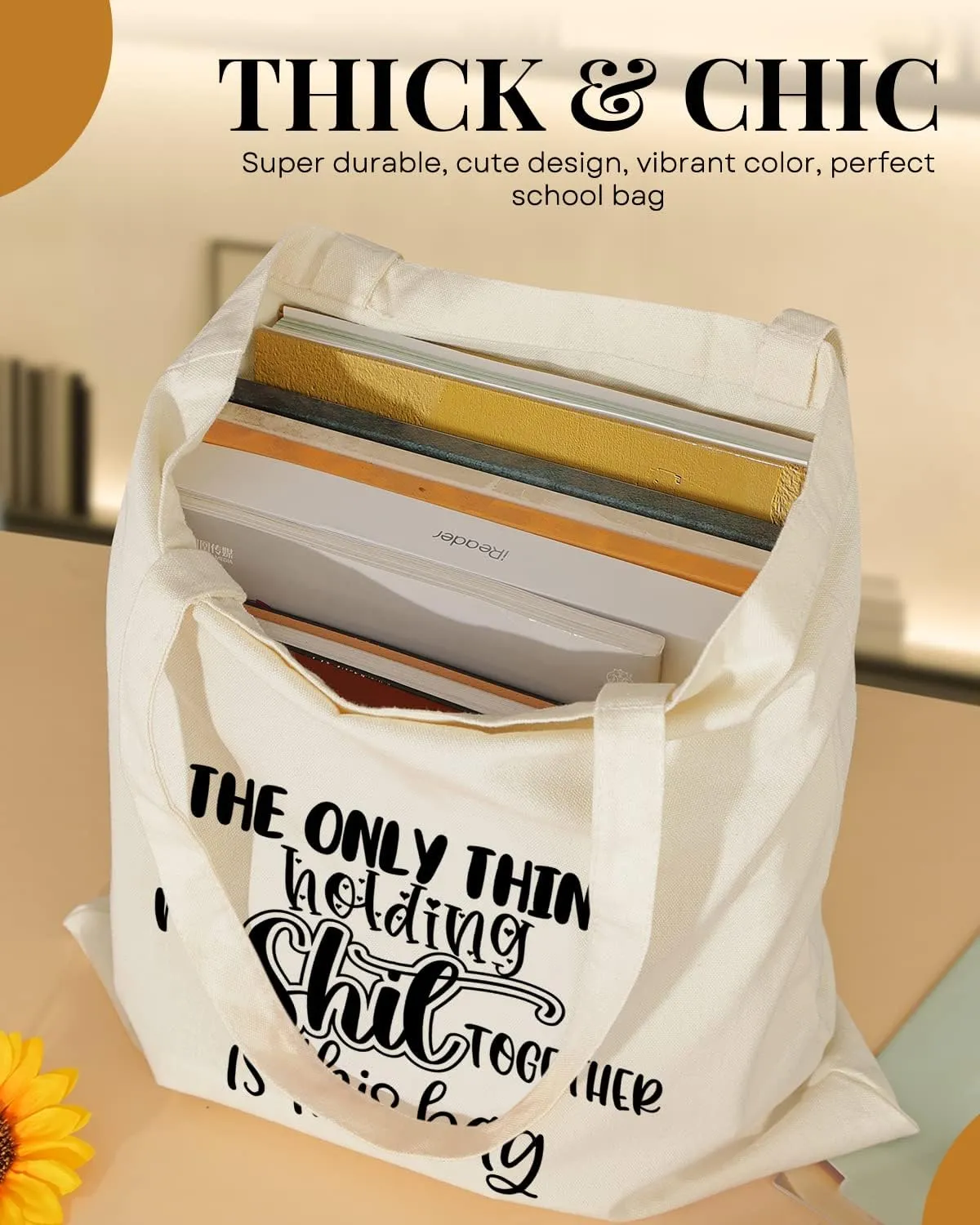 AUSVKAI Canvas Tote Bag Aesthetic for Women, Cute Reusable Cloth Cotton Bags for Shopping Beach Trendy Gifts