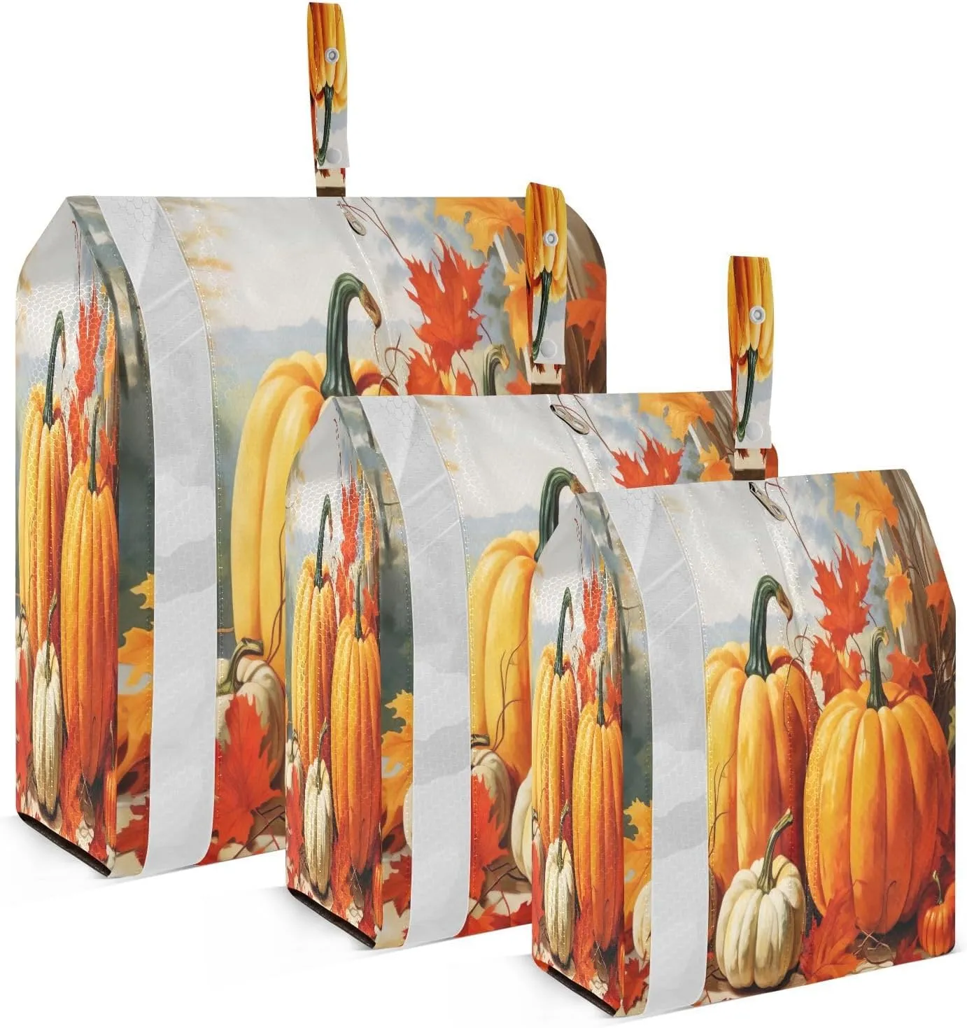 Autumn Fall Maples Pumpkins Compression Packing Cubes 3 Set Travel Packing Cubes for Suitcases Organizer Bags Set for Carry on Luggage
