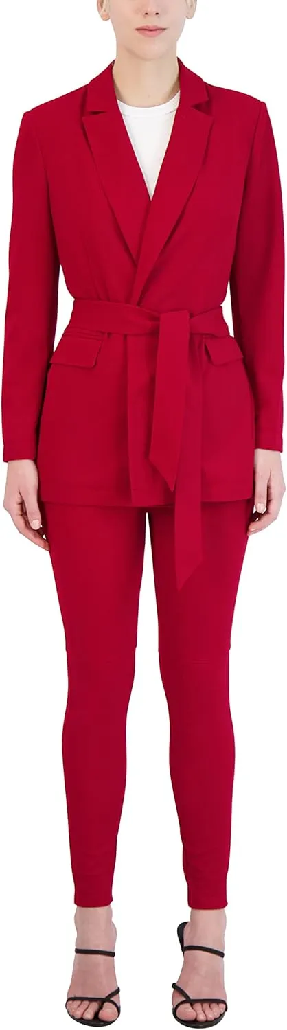 BCBGeneration Women's Relaxed Open Front Blazer Long Sleeve Notch Lapel Pocket Detachable Sash Belt Jacket