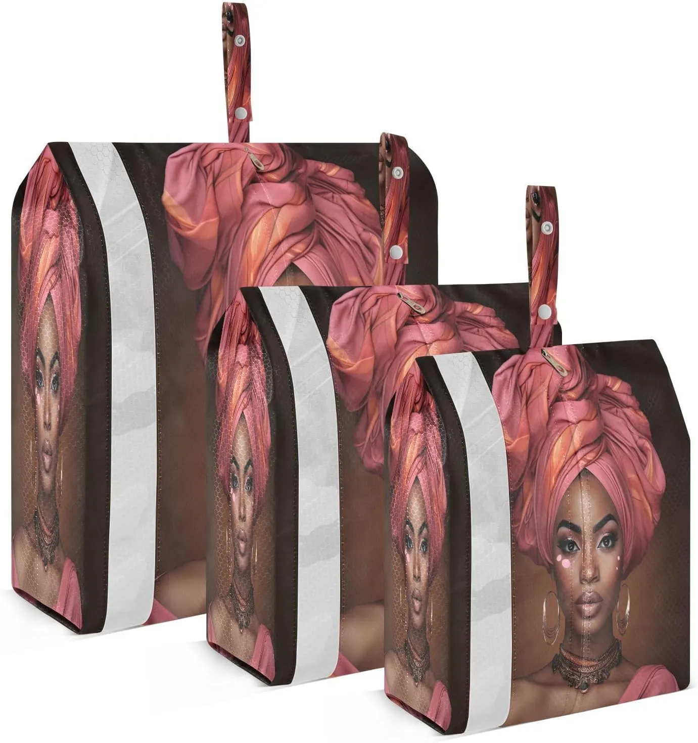 Beauty Black Woman Girl Compression Packing Cubes 3 Set Travel Packing Cubes for Suitcases Organizer Bags Set for Travel Accessories and Essentials