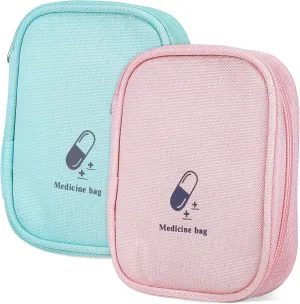 BESPORTBLE 2Pcs Portable Medicine Organizer Pouch Travel Medication Bag with Multiple Compartments Durable for First Aid and Medical Supplies Lightweight and Compact for Easy