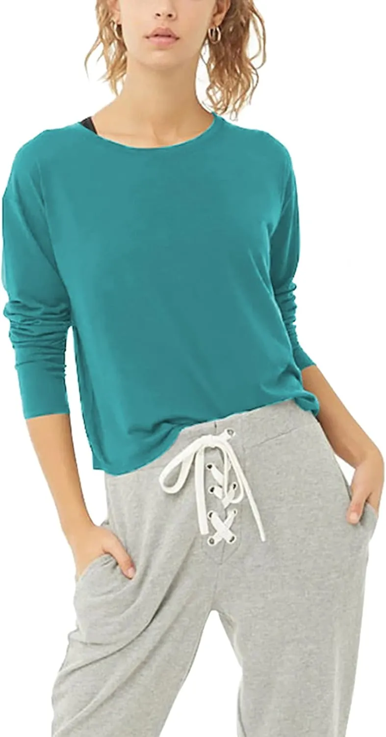Bestisun Long Sleeve Workout Shirts Yoga Dance Tops Open Back Athletic Clothes for Women