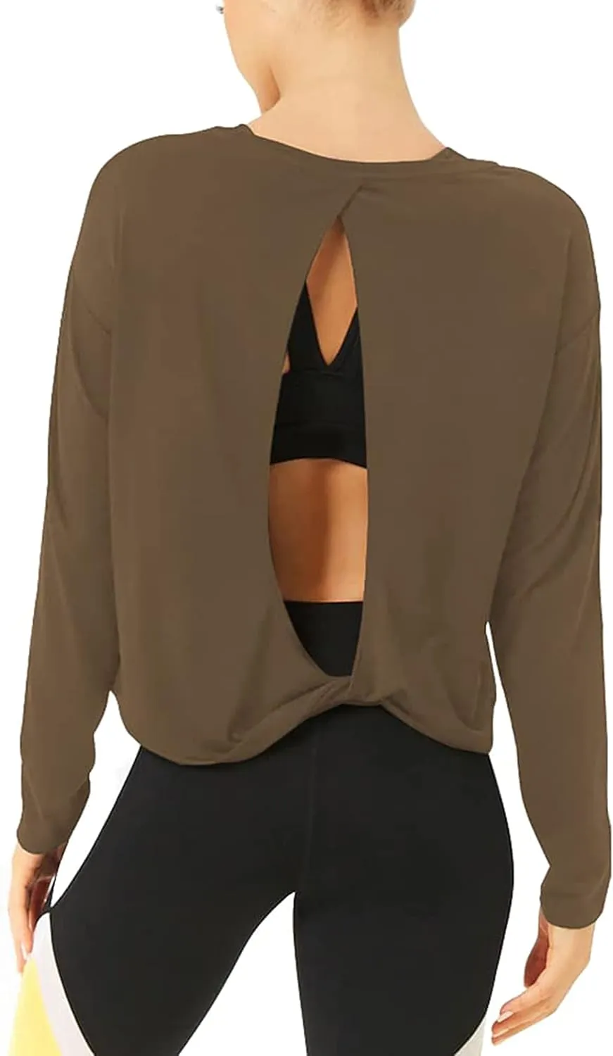 Bestisun Long Sleeve Workout Shirts Yoga Dance Tops Open Back Athletic Clothes for Women