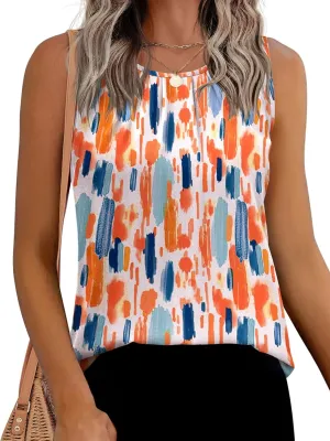 Beyove Womens Tank Tops Crewneck Loose Fit Basic Casual Summer Sleeveless Chiffon Shirts Blouse