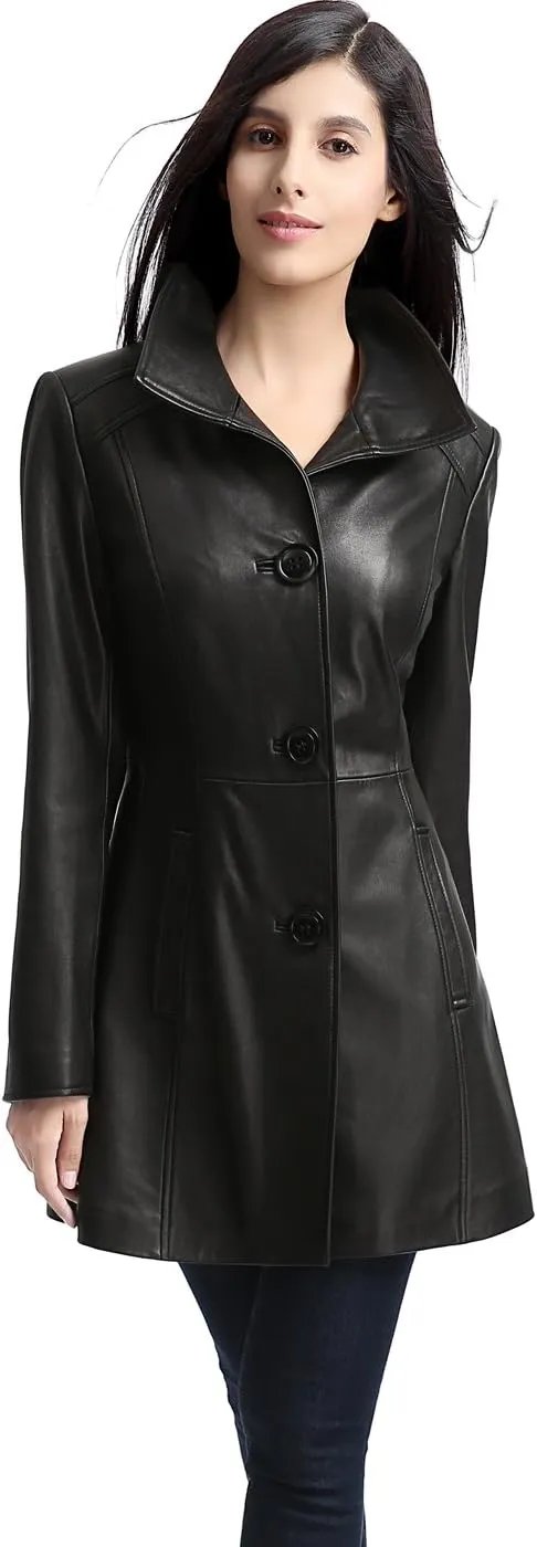 BGSD Women Belle Lambskin Leather Coat (Also available in Plus Size & Petite)
