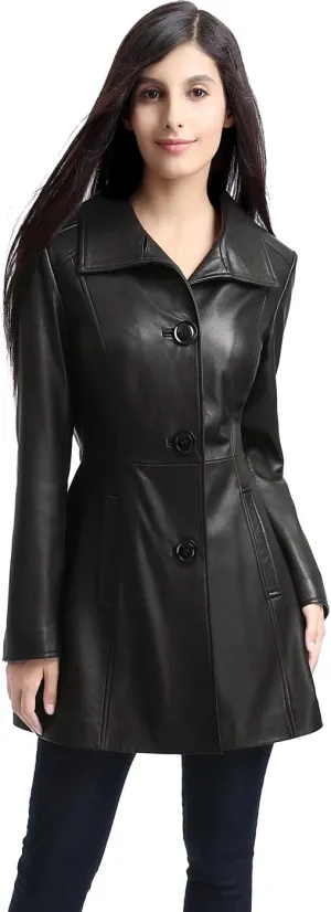 BGSD Women Belle Lambskin Leather Coat (Also available in Plus Size & Petite)
