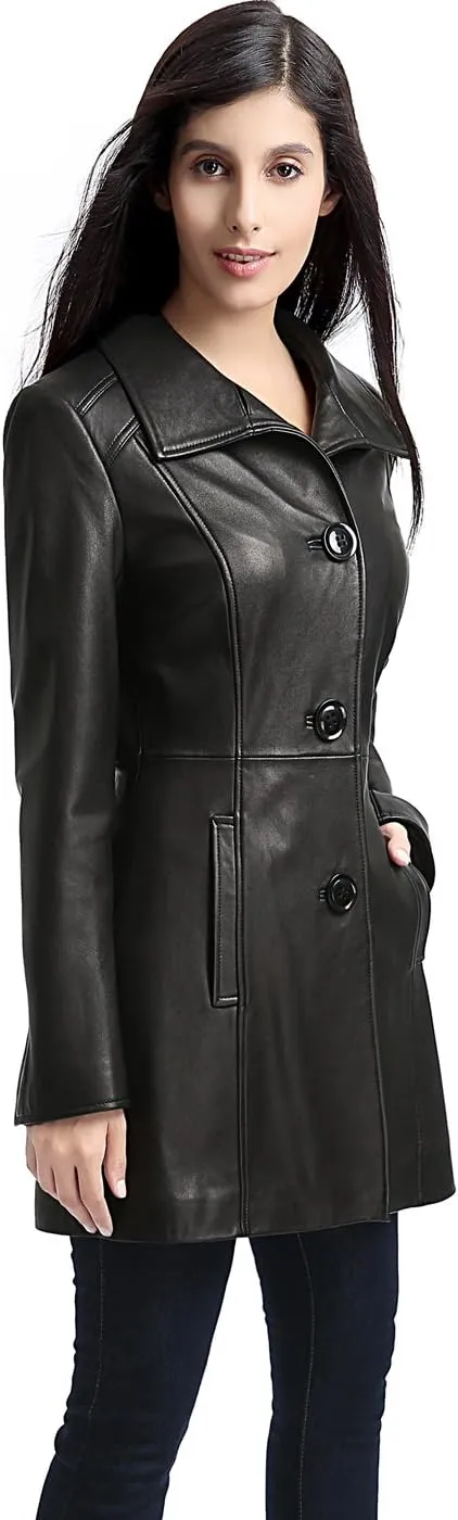 BGSD Women Belle Lambskin Leather Coat (Also available in Plus Size & Petite)