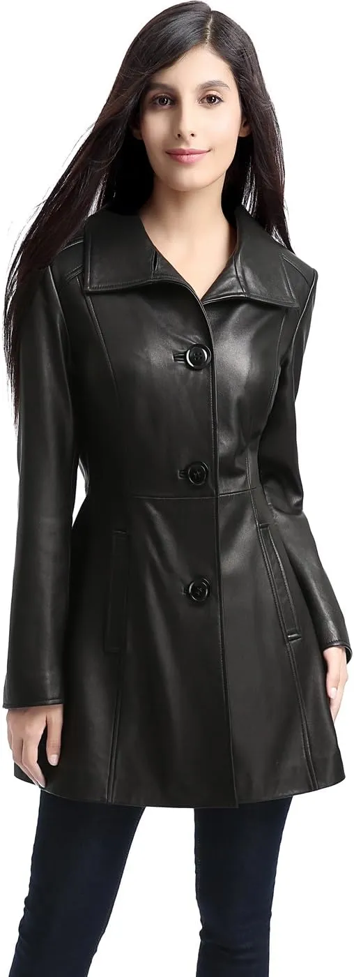 BGSD Women Belle Lambskin Leather Coat (Also available in Plus Size & Petite)