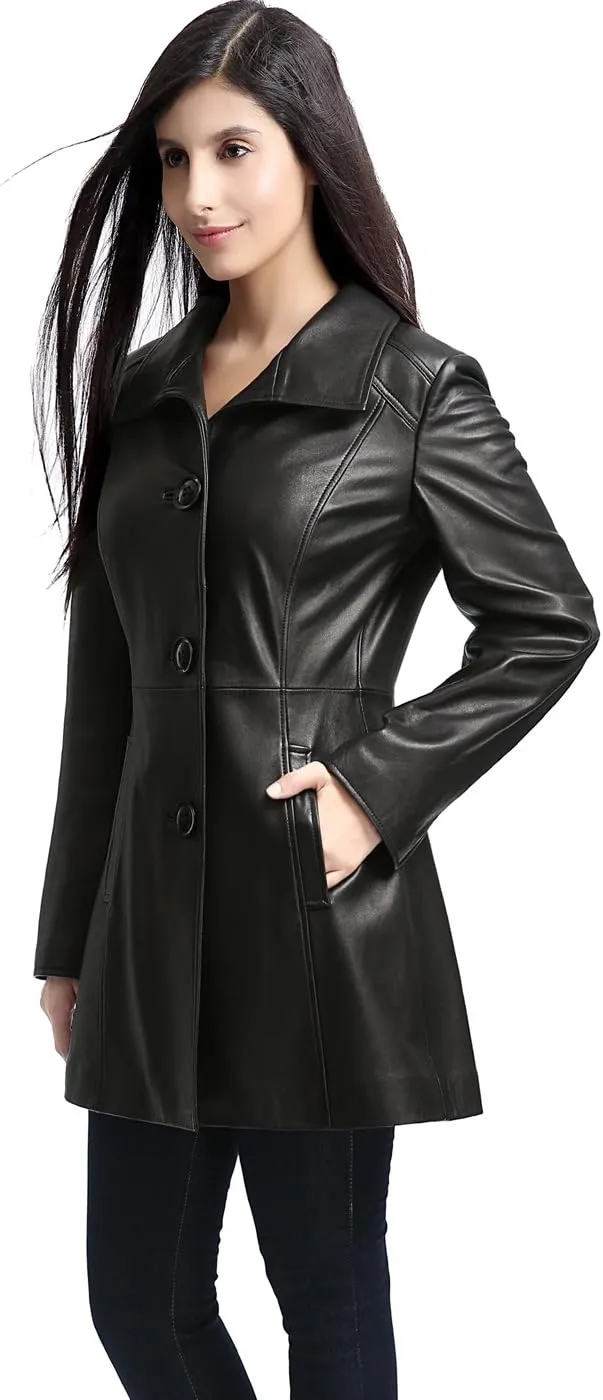 BGSD Women Belle Lambskin Leather Coat (Also available in Plus Size & Petite)