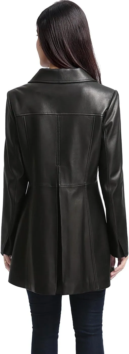 BGSD Women Belle Lambskin Leather Coat (Also available in Plus Size & Petite)