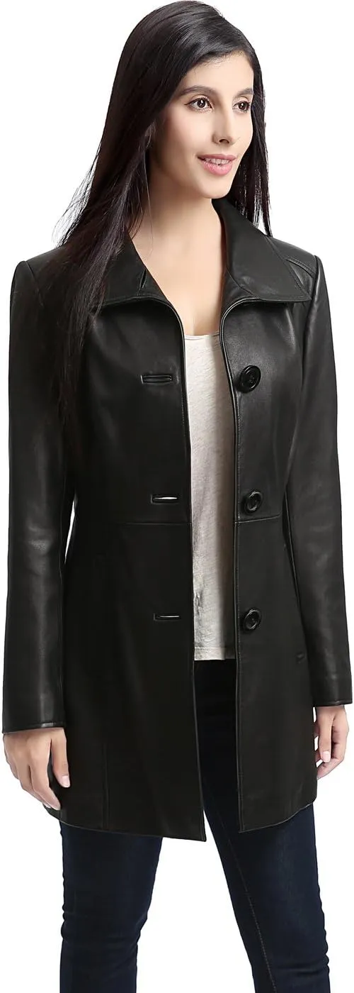 BGSD Women Belle Lambskin Leather Coat (Also available in Plus Size & Petite)