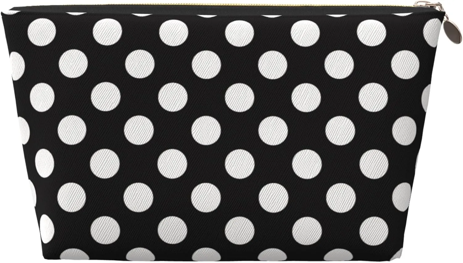 Black White Polka Dot Small Makeup Bag Mini Cosmetic Pouch for Women or Teen Girls, Waterproof Zippered Leather Mini Beauty Bags Compact Toiletry Pouch for Travel and Daily