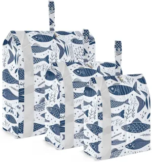 Blue Fish Sea Packing Cubes for Travel 3 Set Packing Bags Suitcase Organizer Bags for Packing Compression
