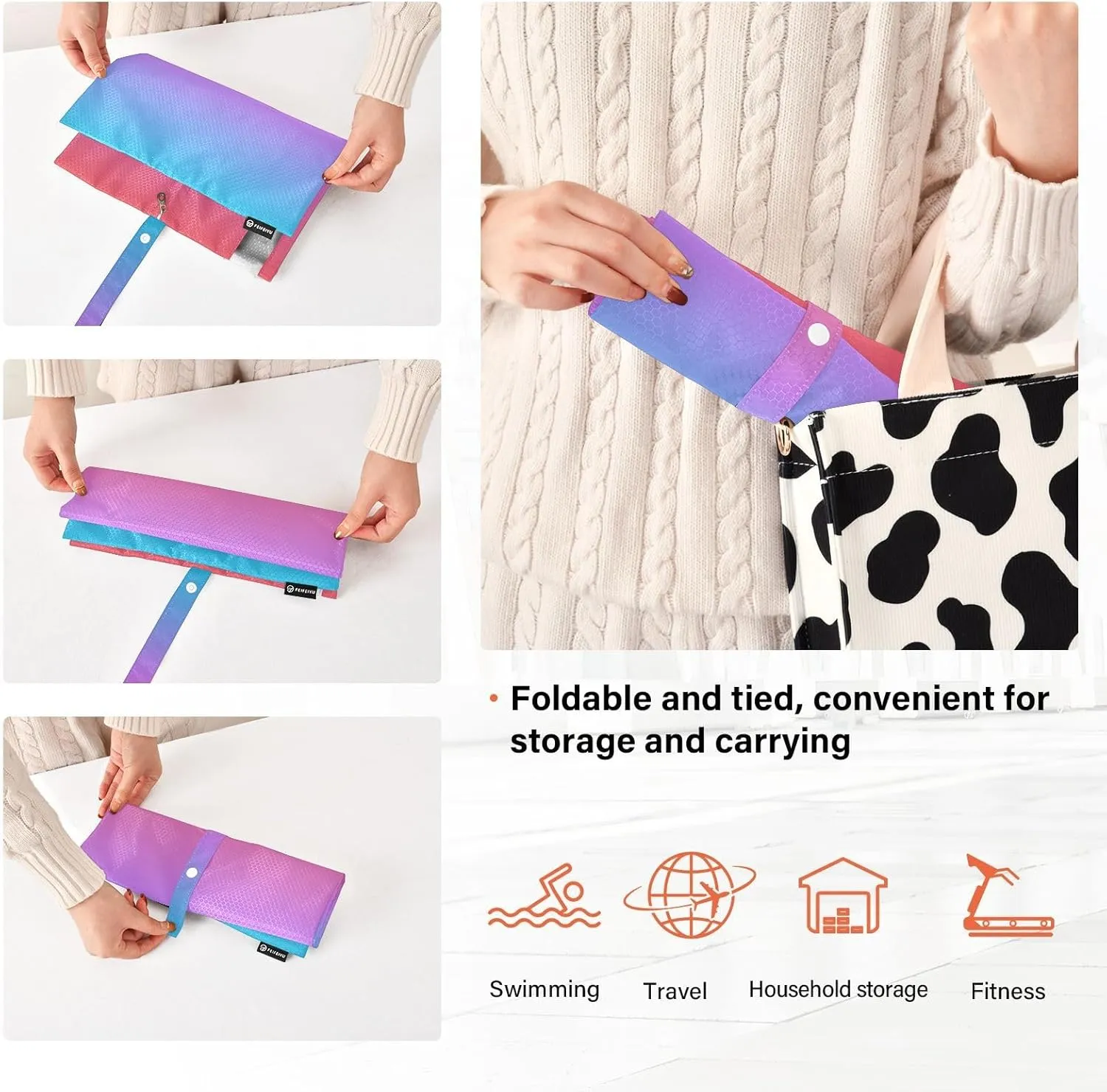 Blue Red Gradient Compression Packing Cubes 3 Set Travel Packing Cubes for Suitcases Organizer Bags Set for Women Men Travel Luggage