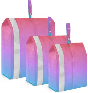Blue Red Gradient Compression Packing Cubes 3 Set Travel Packing Cubes for Suitcases Organizer Bags Set for Women Men Travel Luggage