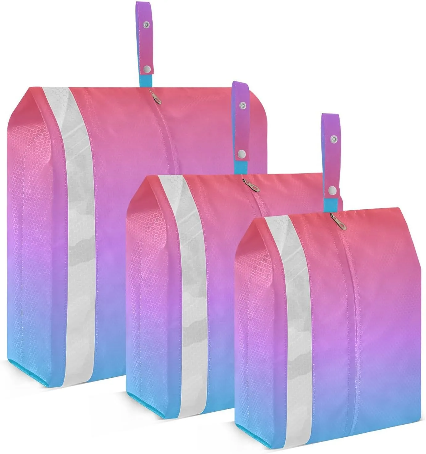 Blue Red Gradient Compression Packing Cubes 3 Set Travel Packing Cubes for Suitcases Organizer Bags Set for Women Men Travel Luggage