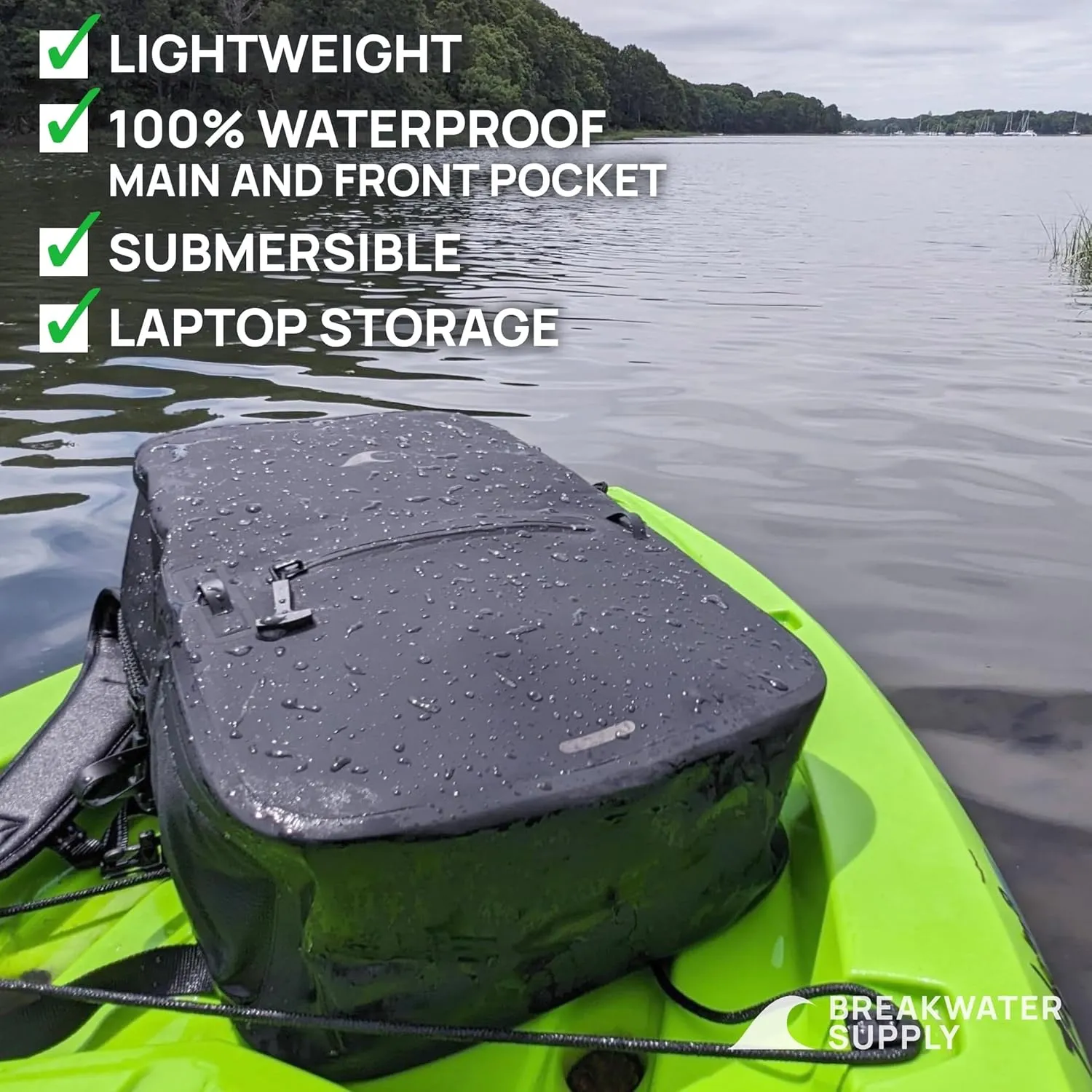 Breakwater Supply 100% Waterproof Submersible Backpack, Laptop Bag, Airtight Zippers | Travel Outdoors | Fogland 25L 20L 15L