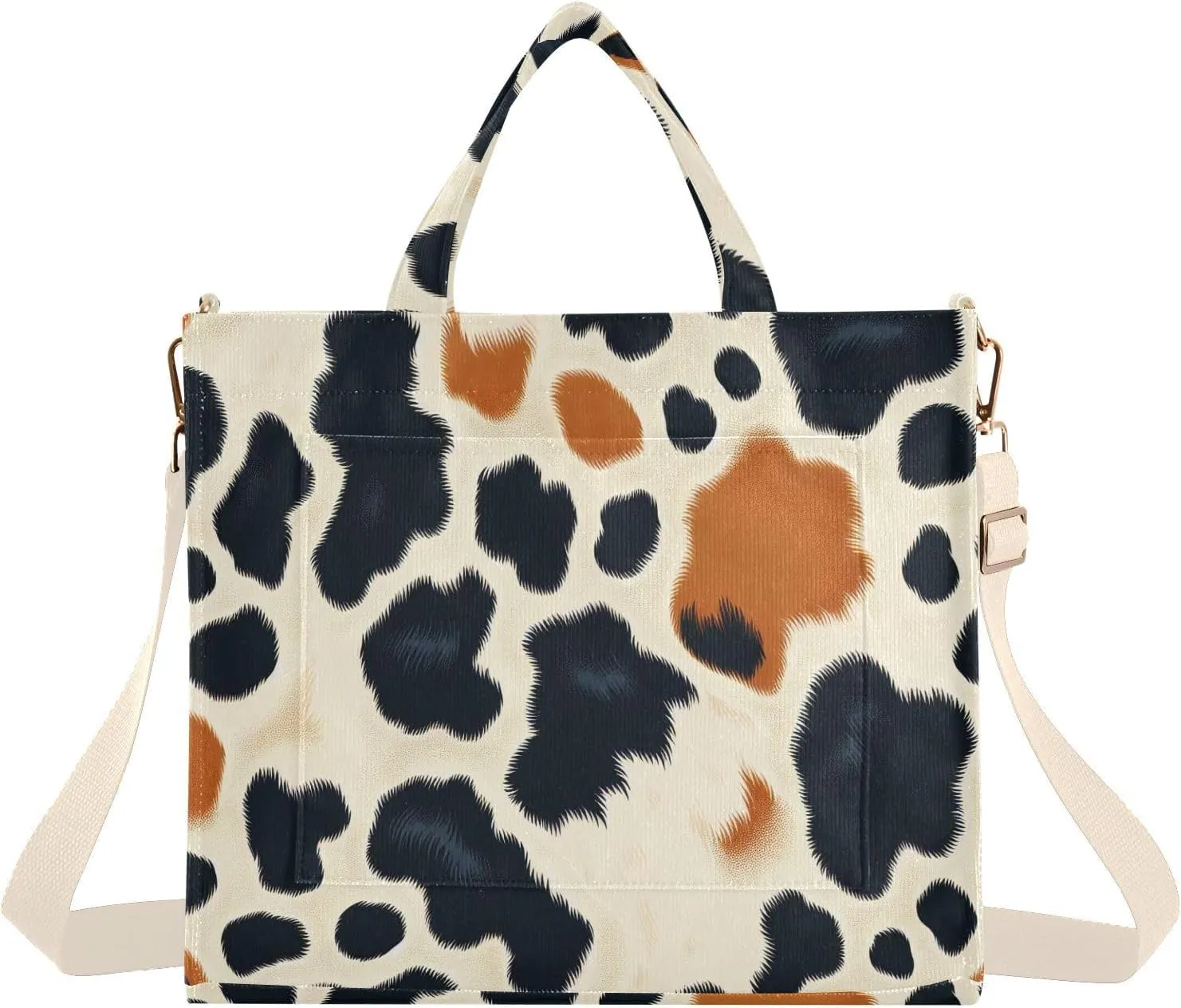 Brown Cow Print Corduroy Tote Bag for Women Hobo Crossbody Bag Purse Stylish Shoulder Handbag Messenger Bags, S