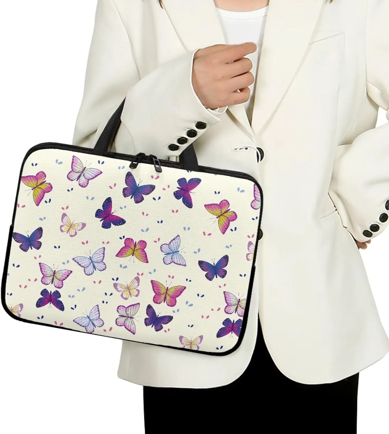 Butterfly Print Laptop Bag 16inch  Fashion Laptop Tote Bag for Women Briefcases Laptop Sleeve Messenger Bags for Men and Women Travel Office School College Satchel Bag, Butterflies