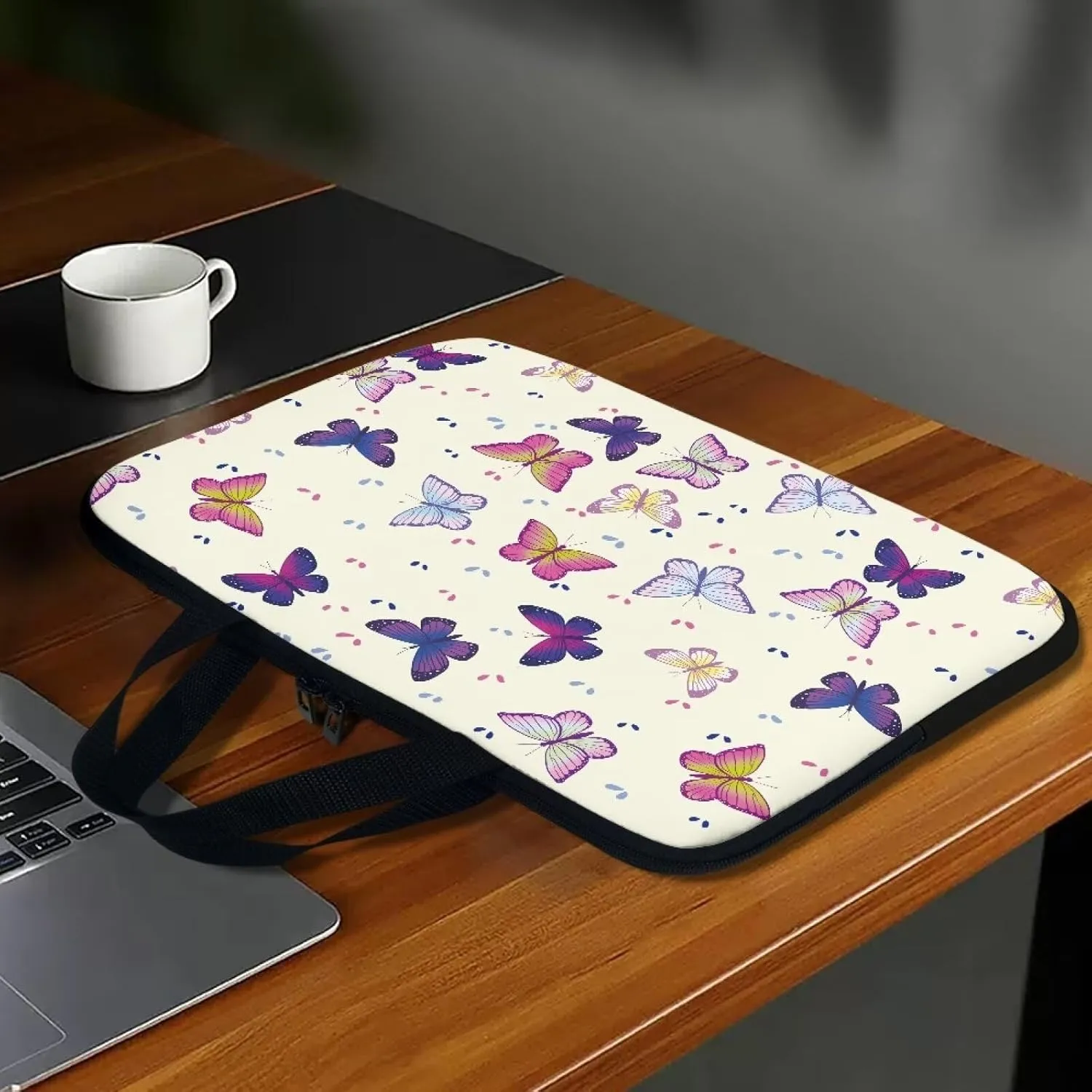 Butterfly Print Laptop Bag 16inch  Fashion Laptop Tote Bag for Women Briefcases Laptop Sleeve Messenger Bags for Men and Women Travel Office School College Satchel Bag, Butterflies